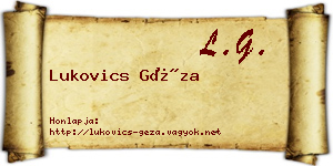 Lukovics Géza névjegykártya