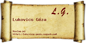 Lukovics Géza névjegykártya